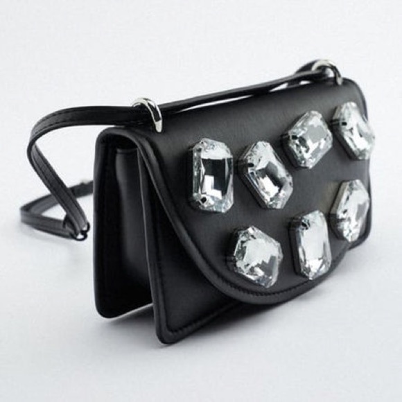 NWT. Zara Black Mini Bag with Rhinestones. - Picture 8 of 9